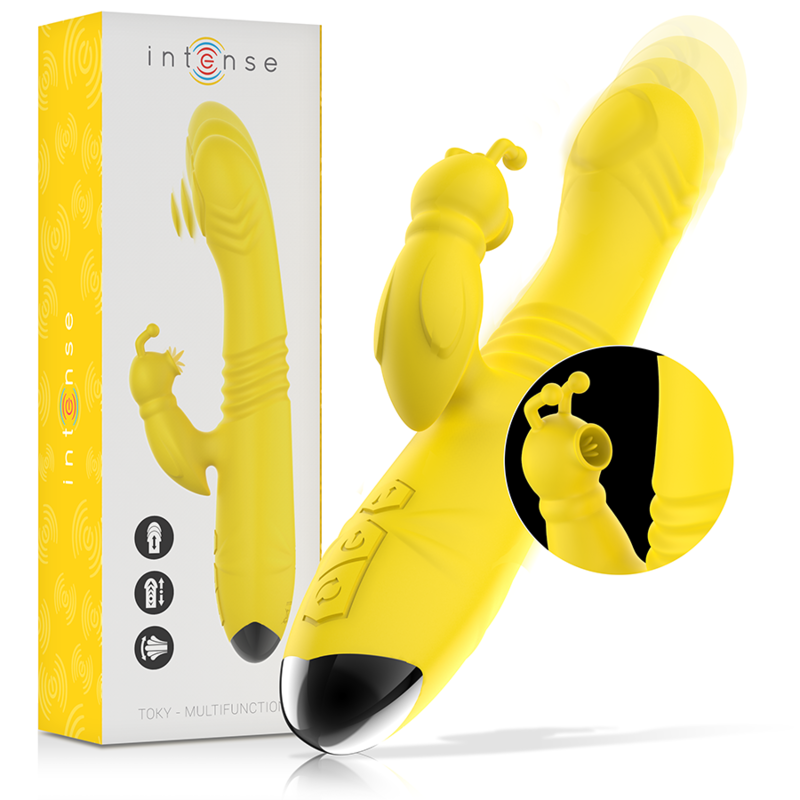 INTENSE - VIBRATORE MULTIFUNZIONE TOKY UP & DOWN CON STIMOLATORE CLITORALE GIALLO INTENSE - VIBRATORE MULTIFUNZIONE TOKY UP & DOWN CON STIMOLATORE CLITORALE GIALLO