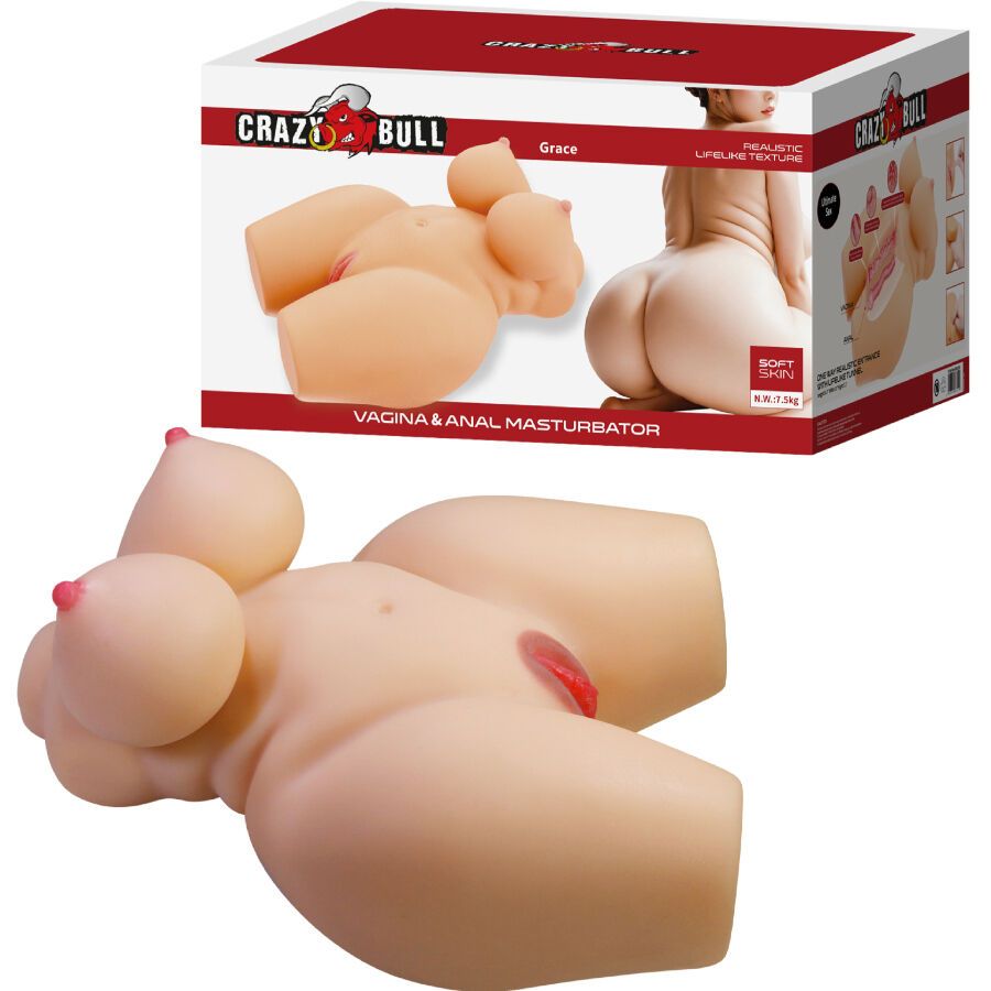CRAZY BULL - GRACE TORSO FEMMINILE REALISTICO VAGINA E ANALE 7,5 KG