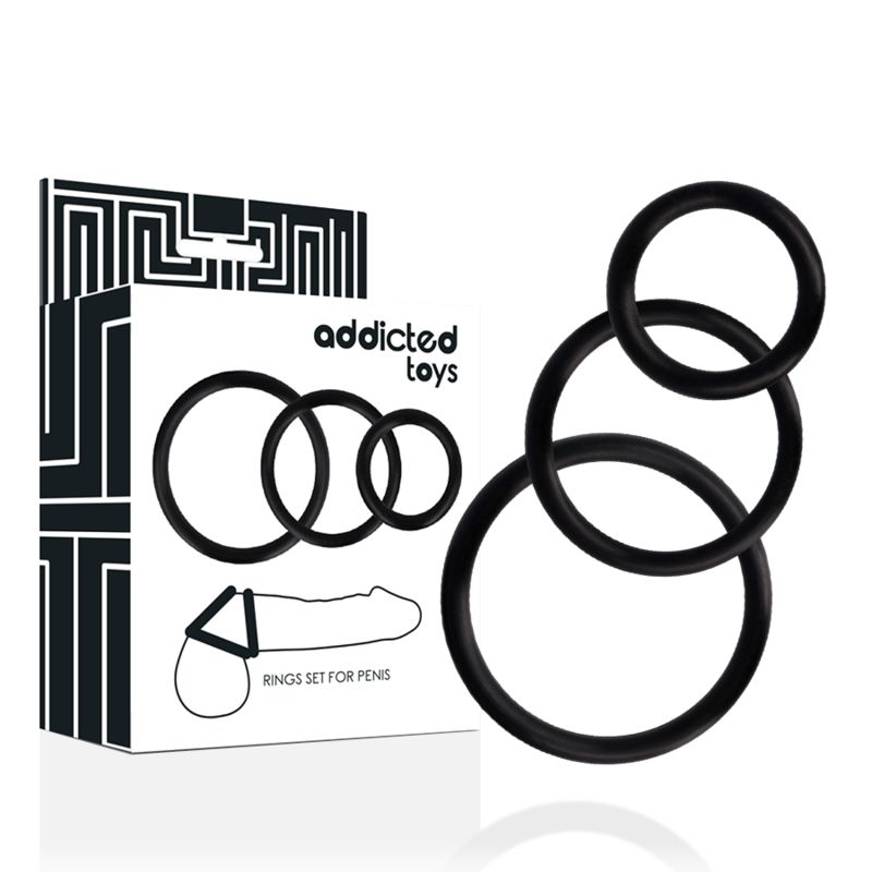 ADDICTED TOYS - SET DI ANELLI PER PENE NERO ADDICTED TOYS - SET DI ANELLI PER PENE NERO