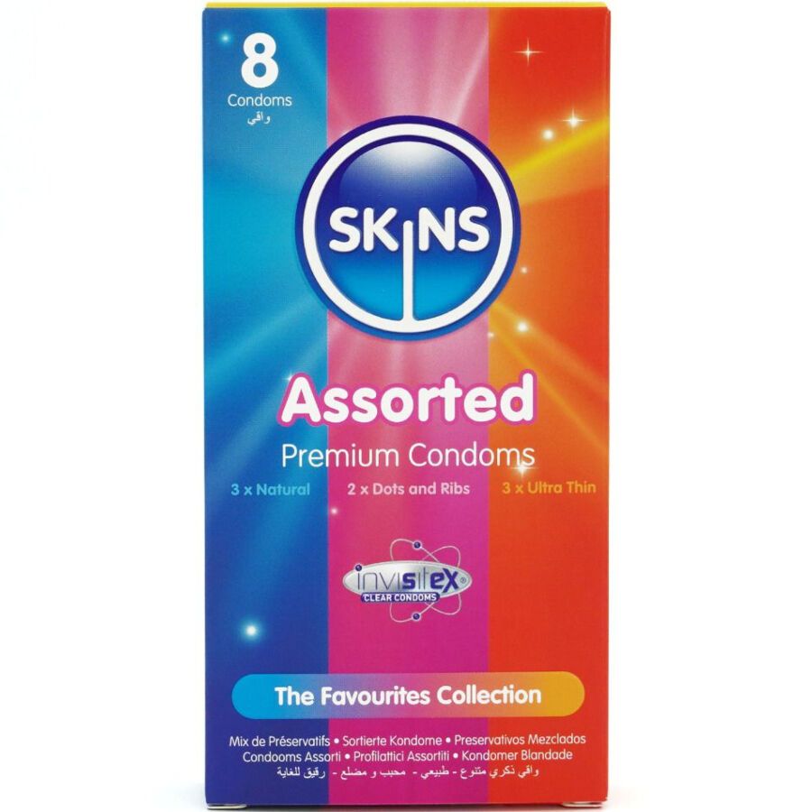 SKINS - CONFEZIONE ASSORTITA DI 8 PRESERVATIVI PREMIUM SKINS - CONFEZIONE ASSORTITA DI 8 PRESERVATIVI PREMIUM