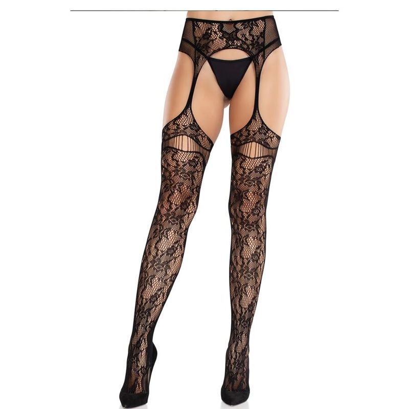 LEG AVENUE - CALZE IN PIZZO CON GIARRETTIERE NERE LEG AVENUE - CALZE IN PIZZO CON GIARRETTIERE NERE