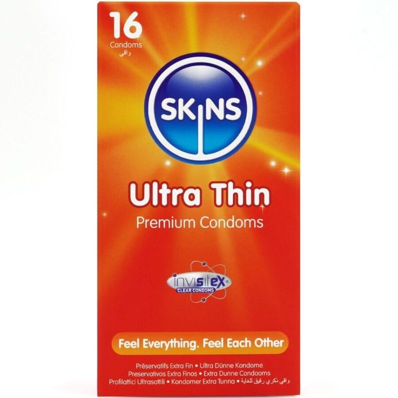 SKINS - PRESERVATIVI ULTRA SOTTILI PREMIUM CONFEZIONE DA 16 SKINS - ULTRA THIN PREMIUM CONDOMS PACK 16