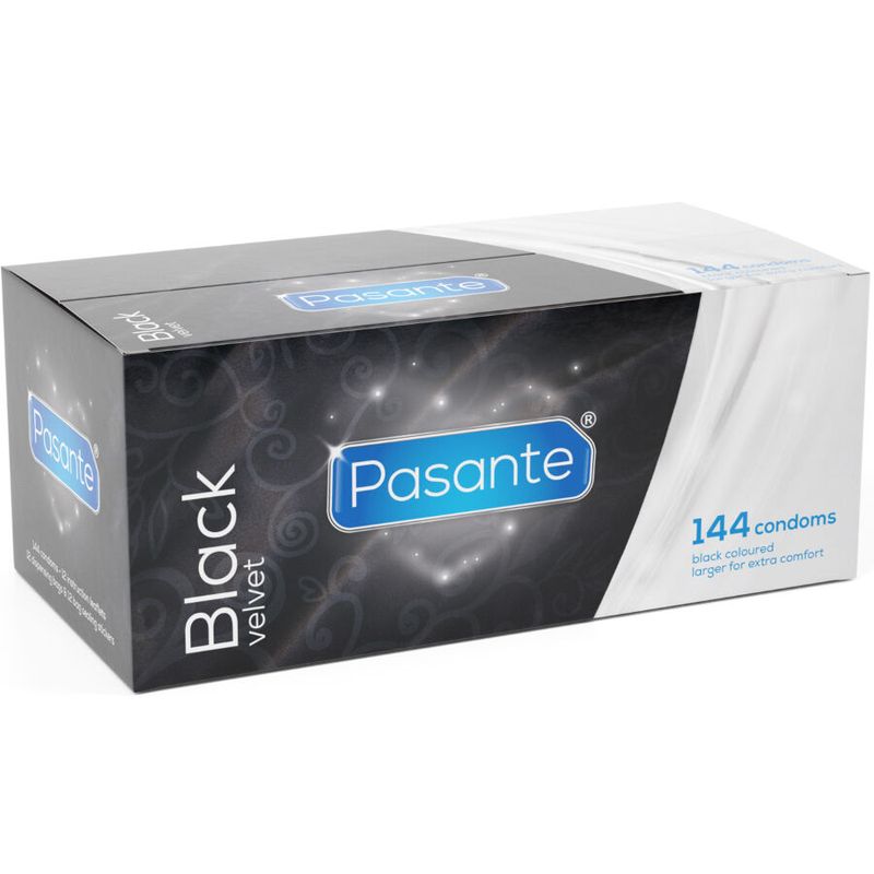 PASANTE - PRESERVATIVI IN VELLUTO NERO SCATOLA DA 144 UNIT· PASANTE - BLACK VELVET CONDOMS BOX 144 UNITS