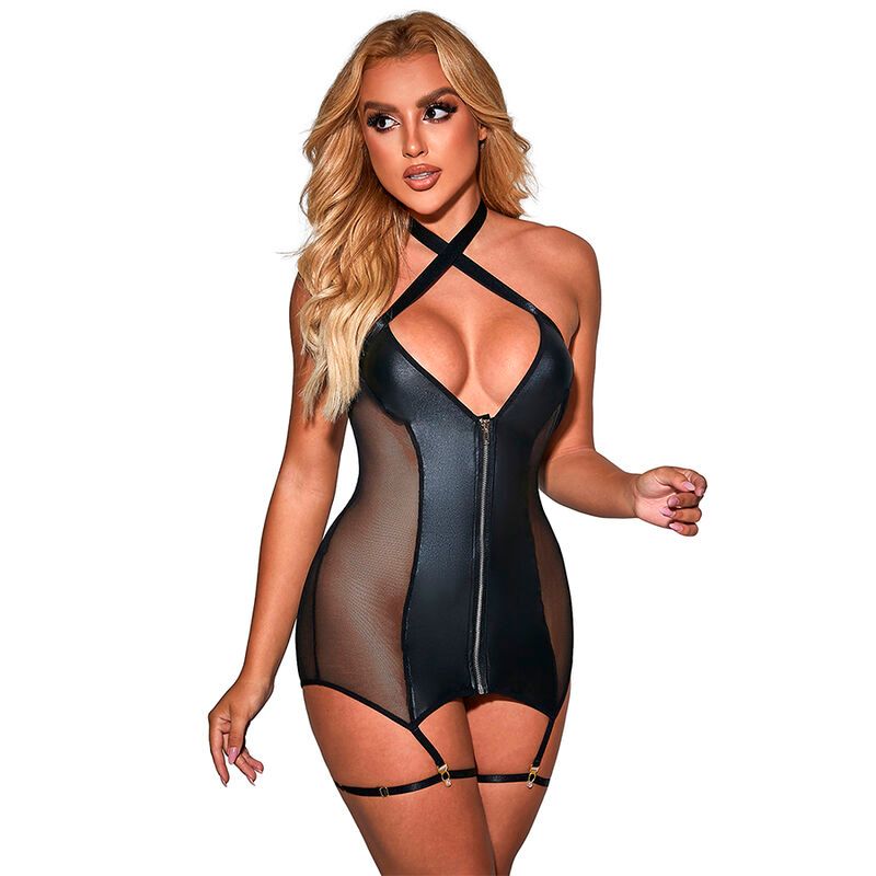 SUBBLIME - 954444 ABITO SEXY IN RETE PELLE NERO S/M SUBBLIME - 954444 ABITO SEXY IN RETE PELLE NERO S/M