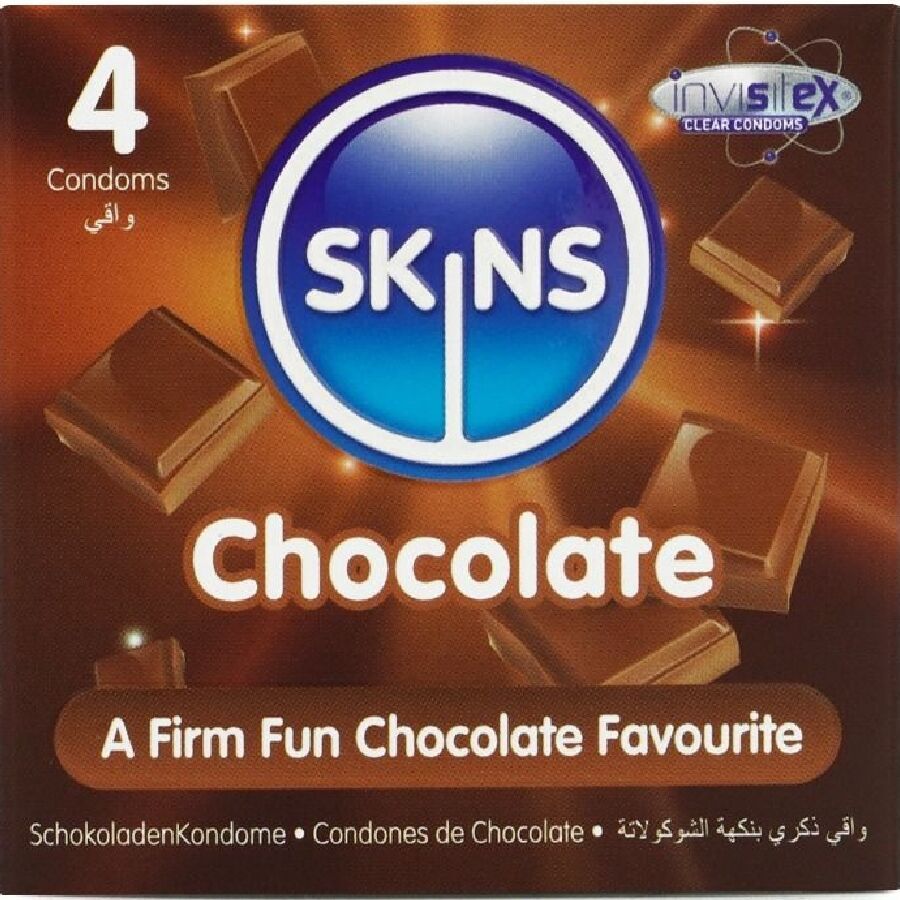 SKINS - PRESERVATIVI PREMIUM AL CIOCCOLATO CONFEZIONE DA 4 SKINS - CHOCOLATE PREMIUM CONDOMS PACK 4