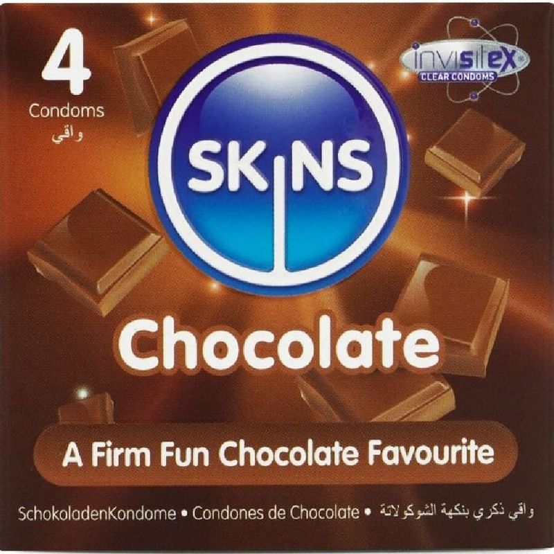 SKINS - PRESERVATIVI PREMIUM AL CIOCCOLATO CONFEZIONE DA 4 SKINS - PRESERVATIVI PREMIUM AL CIOCCOLATO CONFEZIONE DA 4