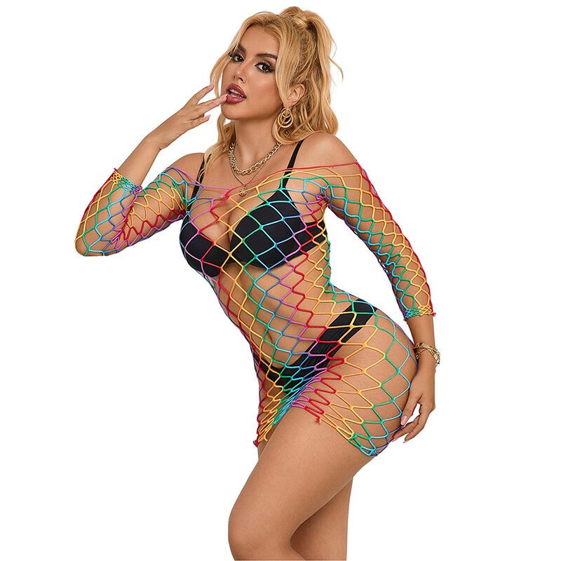 SUBBLIME - 952426 VESTITO A RETE MANICA LUNGA ARCOBALENO TAGLIA UNICA SUBBLIME - 952426 VESTITO A RETE MANICA LUNGA ARCOBALENO TAGLIA UNICA