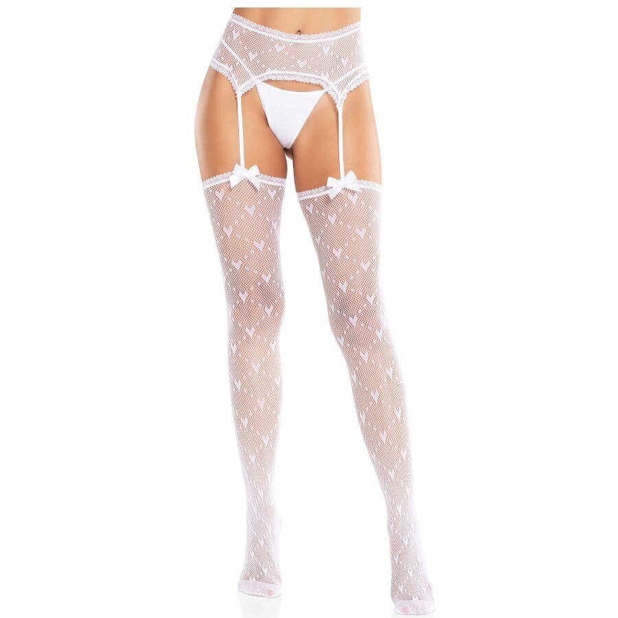 LEG AVENUE - CALZE A CUORE CON GIARRETTIERE BIANCO LEG AVENUE - CALZE A CUORE CON GIARRETTIERE BIANCO