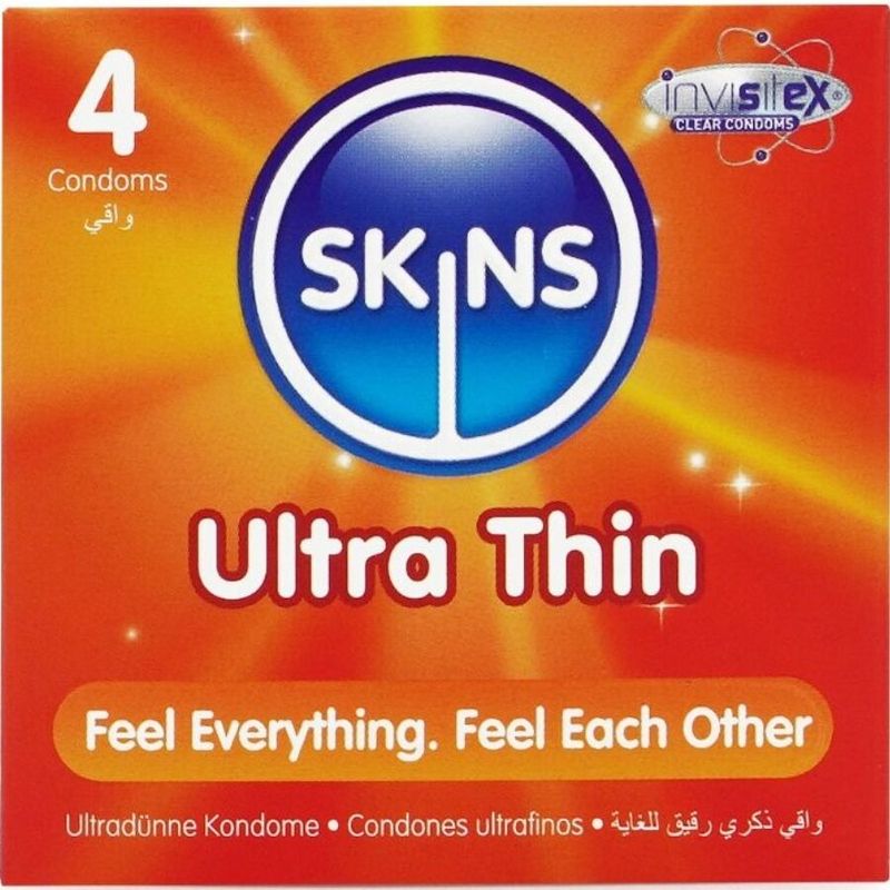 SKINS - PRESERVATIVI ULTRA SOTTILI PREMIUM CONFEZIONE DA 4 SKINS - ULTRA THIN PREMIUM CONDOMS PACK 4