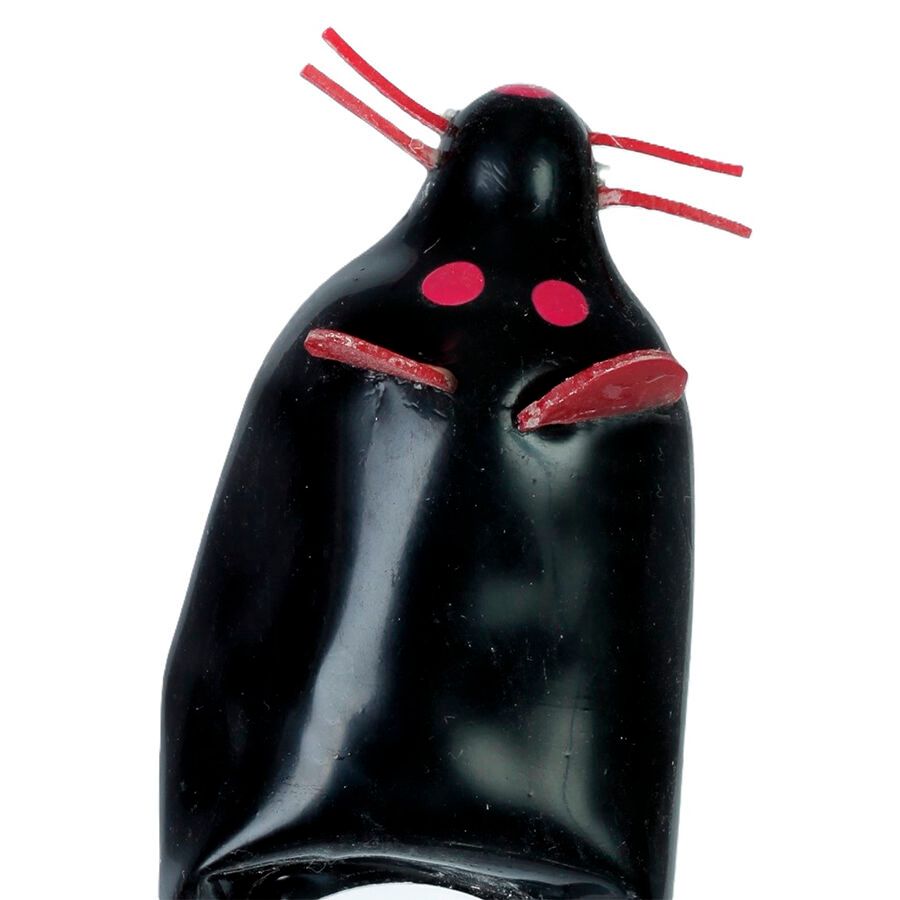 CONDOMERIE - HANDPAINTED NOVELTY CONDOMS BLACK MOUSE XL