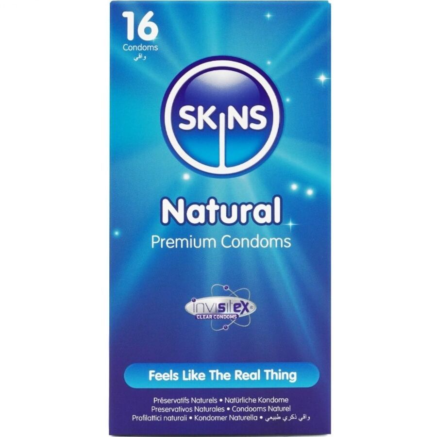 SKINS - PRESERVATIVI NATURALI PREMIUM CONFEZIONE DA 16 SKINS - NATURAL PREMIUM CONDOMS PACK 16