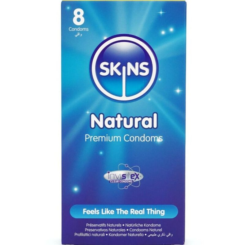 SKINS - PRESERVATIVI NATURALI PREMIUM CONFEZIONE DA 8 SKINS - NATURAL PREMIUM CONDOMS PACK 8