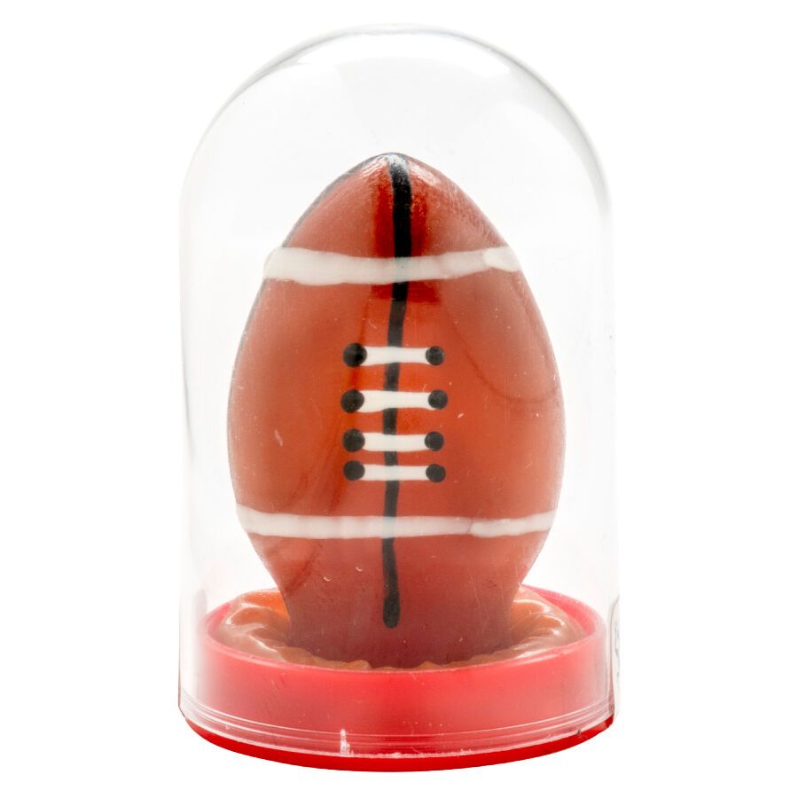 CONDOMERIE - PRESERVATIVI NOVIT� DIPINTI A MANO PALLONE DA RUGBY
