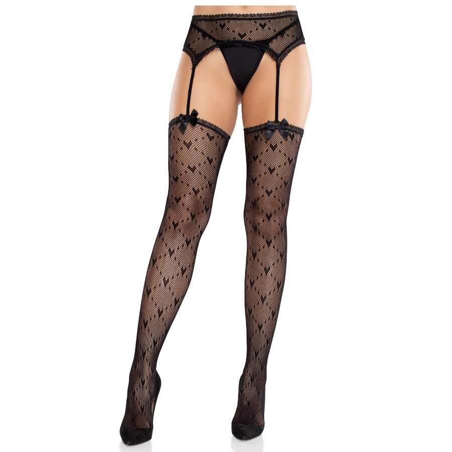 LEG AVENUE - CALZE A CUORE CON GIARRETTIERE NERE LEG AVENUE - CALZE A CUORE CON GIARRETTIERE NERE