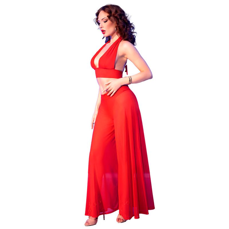 CHILIROSE - CR 4857 SET TOP E PANTALONI ROSSI TAGLIA M CHILIROSE - CR 4857 SET TOP E PANTALONI ROSSI TAGLIA M