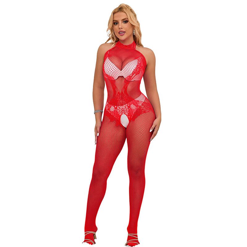 SUBBLIME - 952372 BODYSTOCKING A RETE E PIZZO SENZA CAVALLO CON COLLO ALTO ROSSO TAGLIA UNICA SUBBLIME - 952372 BODYSTOCKING A RETE E PIZZO SENZA CAVALLO CON COLLO ALTO ROSSO TAGLIA UNICA