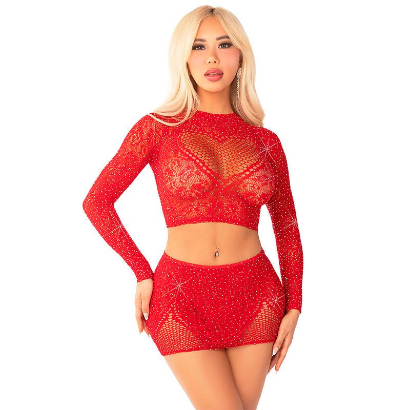 LEG AVENUE - GONNA CORTA IN RETE LUCIDA + MINI ROSSA LEG AVENUE - GONNA CORTA IN RETE LUCIDA + MINI ROSSA