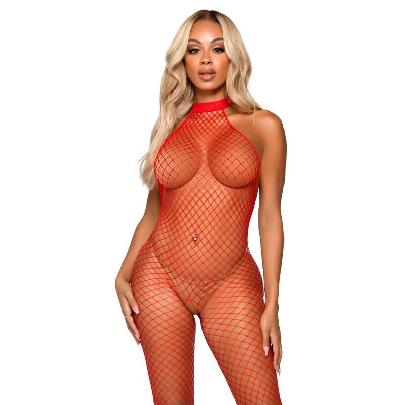 LEG AVENUE - BODYSTOCKING LE FRIVOLE - COLLO RACER TAGLIA UNICA ROSSO LEG AVENUE - LE FRIVOLE BODYSTOCKING - RACER NECK ONE SIZE RED