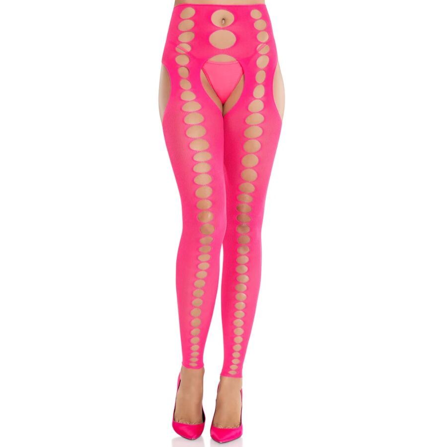 LEG AVENUE - CALZE COPRENTI SENZA SPALLINE E SENZA CUCITURE ROSA NEON LEG AVENUE - STRAPLESS AND SEAMLESS OPAQUE STOCKINGS NEON PINK