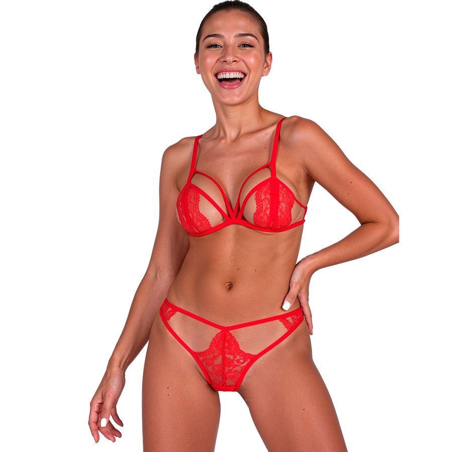 PASSION - ANUVERA REGGISENO + PERIZOMA FIRE BRICK S/M PASSION - ANUVERA BRA + THONG SET FIRE BRICK S/M