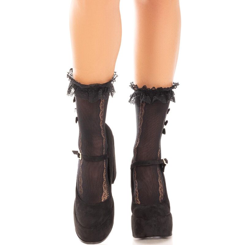 LEG AVENUE - CALZINI ALLA CAVIGLIA CON VOLANT NERO LEG AVENUE - CALZINI ALLA CAVIGLIA CON VOLANT NERO