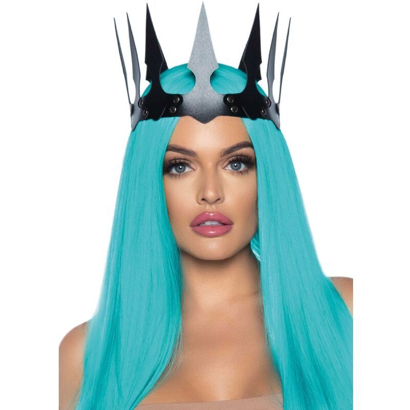 LEG AVENUE - CORONA MALEFICENT IN PELLE SINTETICA CON BORCHIE NERA LEG AVENUE - CORONA MALEFICENT IN PELLE SINTETICA CON BORCHIE NERA