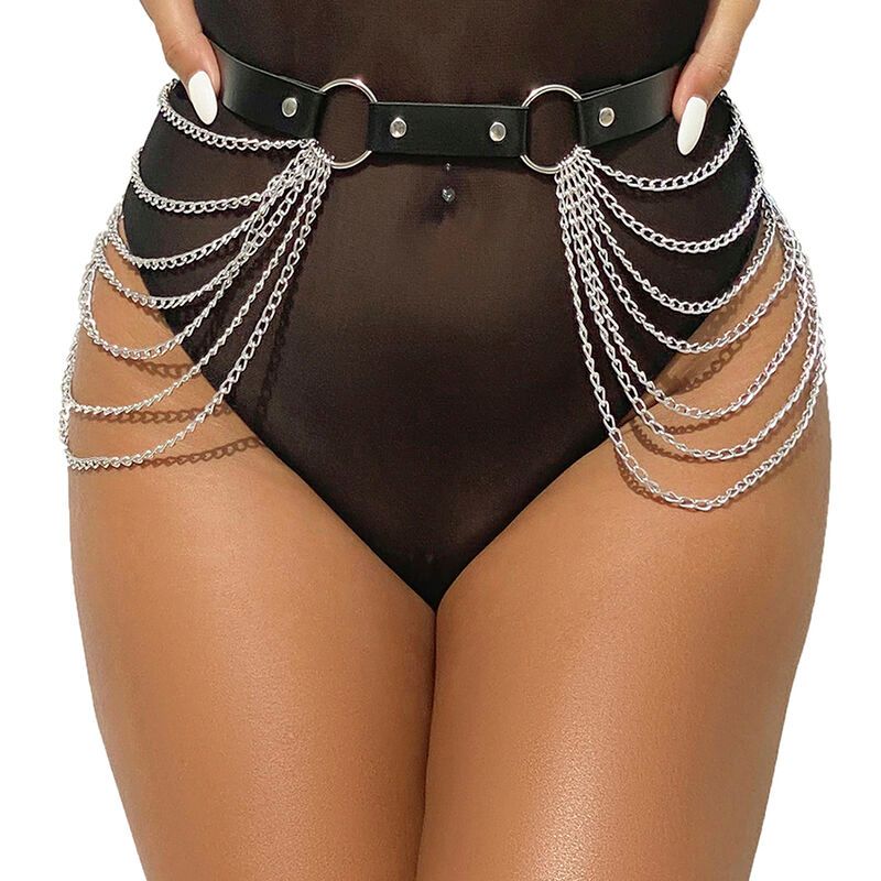 SUBBLIME - CINTURA CON CATENA IN PELLE NERA TAGLIA UNICA SUBBLIME - CINTURA CON CATENA IN PELLE NERA TAGLIA UNICA