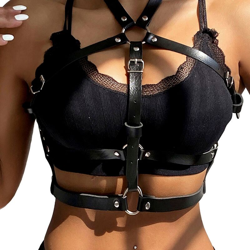 SUBBLIME - PETTORINA CON ANELLO IN PELLE NERA TAGLIA UNICA SUBBLIME - PETTORINA CON ANELLO IN PELLE NERA TAGLIA UNICA