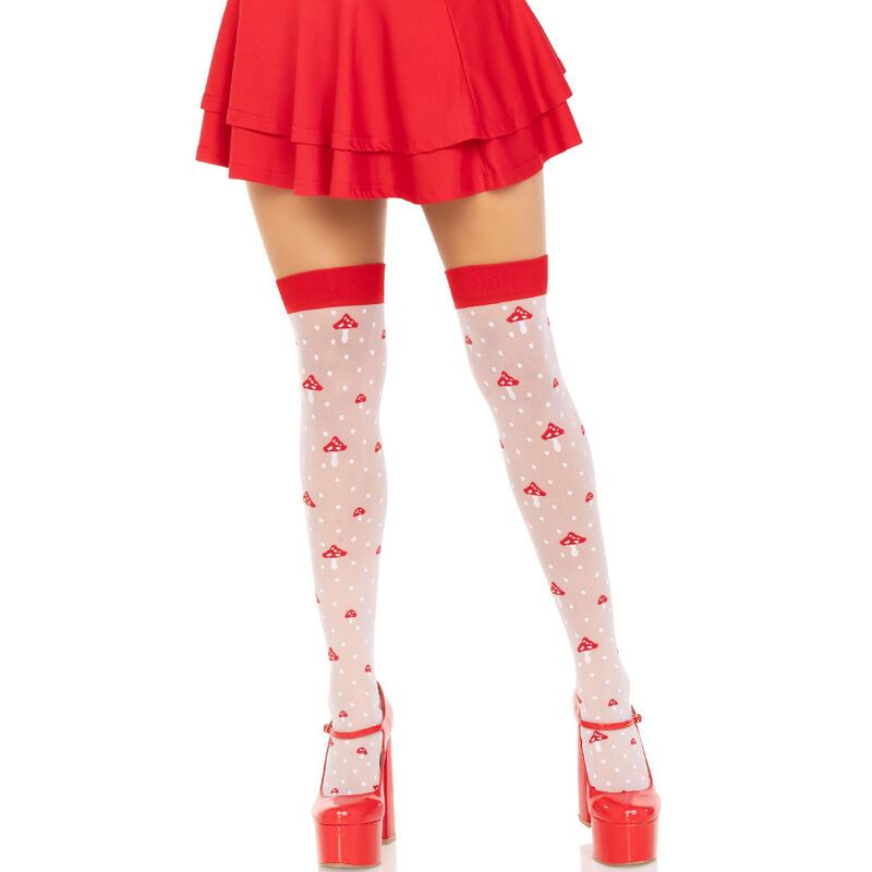 LEG AVENUE - CALZINI A FUNGO ROSSO/BIANCO LEG AVENUE - MUSHROOM HIGH SOCKS RED/WHITE