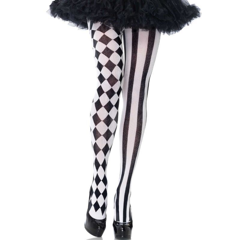 LEG AVENUE - COLLANT ARLECCHINO NERO/BIANCO LEG AVENUE - BLACK/WHITE HARLEQUIN TIGHTS