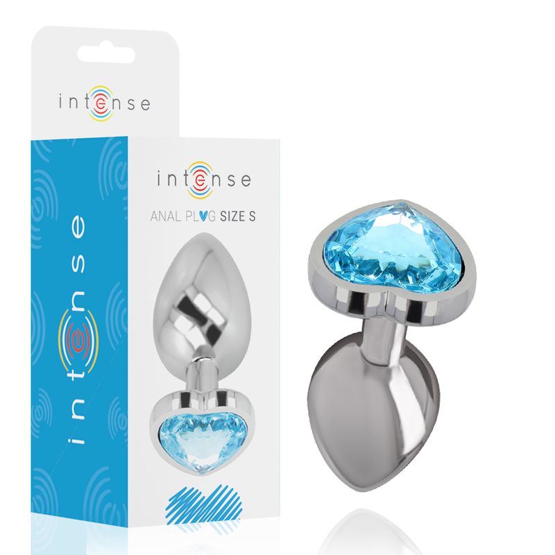 INTENSE - PLUG ANALE IN METALLO ALLUMINIO CUORE BLU TAGLIA S INTENSE - ALUMINUM METAL ANAL PLUG BLUE HEART SIZE S