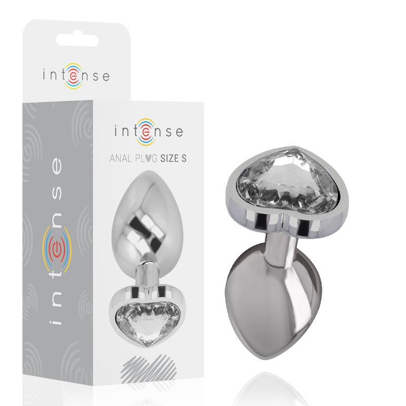 INTENSE - PLUG ANALE IN METALLO ALLUMINIO CON CUORE BIANCO TAGLIA S INTENSE - PLUG ANALE IN METALLO ALLUMINIO CON CUORE BIANCO TAGLIA S