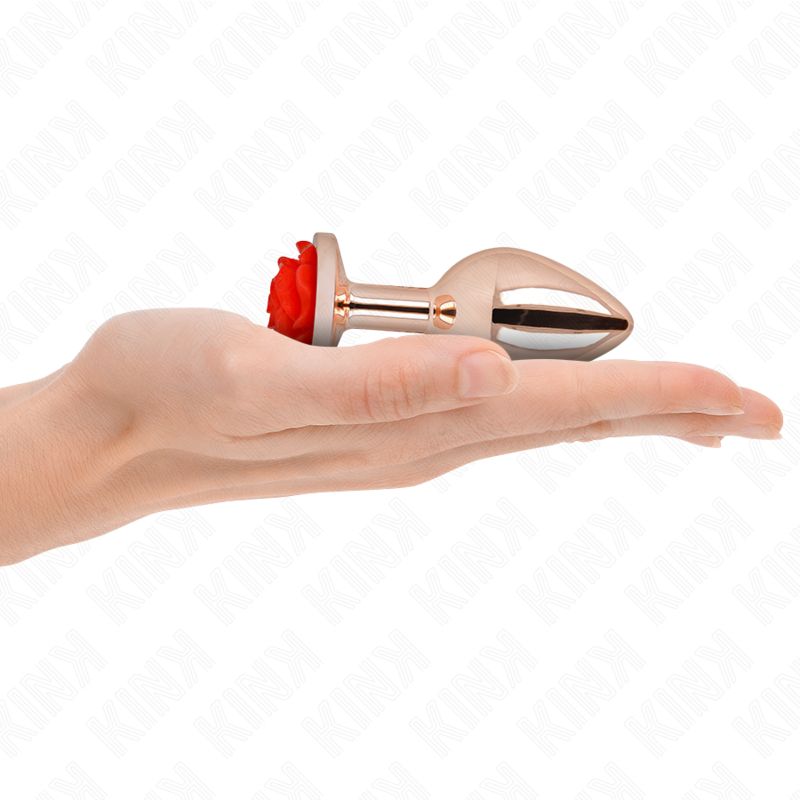 KINK - PLUG ANALE IN ORO ROSA CON ROSA ROSSA M KINK - PLUG ANALE IN ORO ROSA CON ROSA ROSSA M