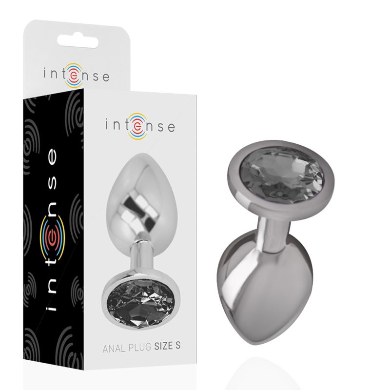 INTENSE - PLUG ANALE IN METALLO ALLUMINIO CON CRISTALLO NERO TAGLIA S INTENSE - PLUG ANALE IN METALLO ALLUMINIO CON CRISTALLO NERO TAGLIA S