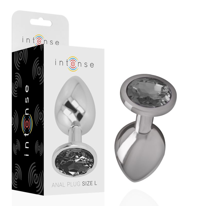 INTENSE - PLUG ANALE IN METALLO ALLUMINIO CON VETRO NERO TAGLIA L INTENSE - PLUG ANALE IN METALLO ALLUMINIO CON VETRO NERO TAGLIA L