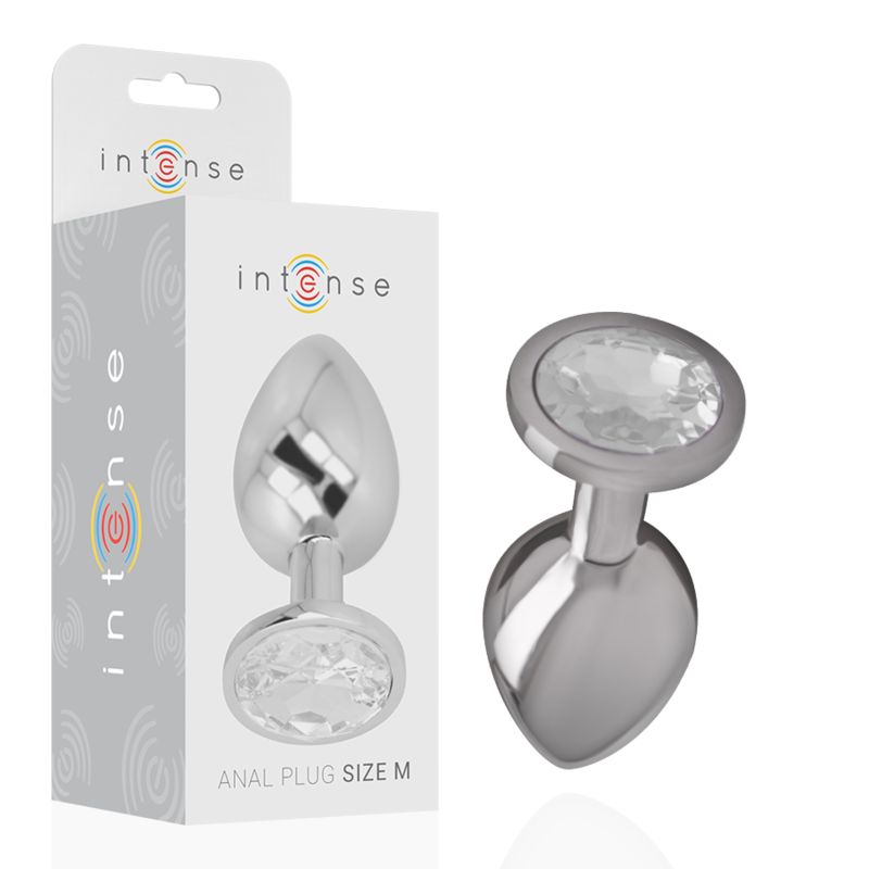 INTENSE - PLUG ANALE IN METALLO ALLUMINIO CON CRISTALLO ARGENTO TAGLIA M INTENSE - PLUG ANALE IN METALLO ALLUMINIO CON CRISTALLO ARGENTO TAGLIA M