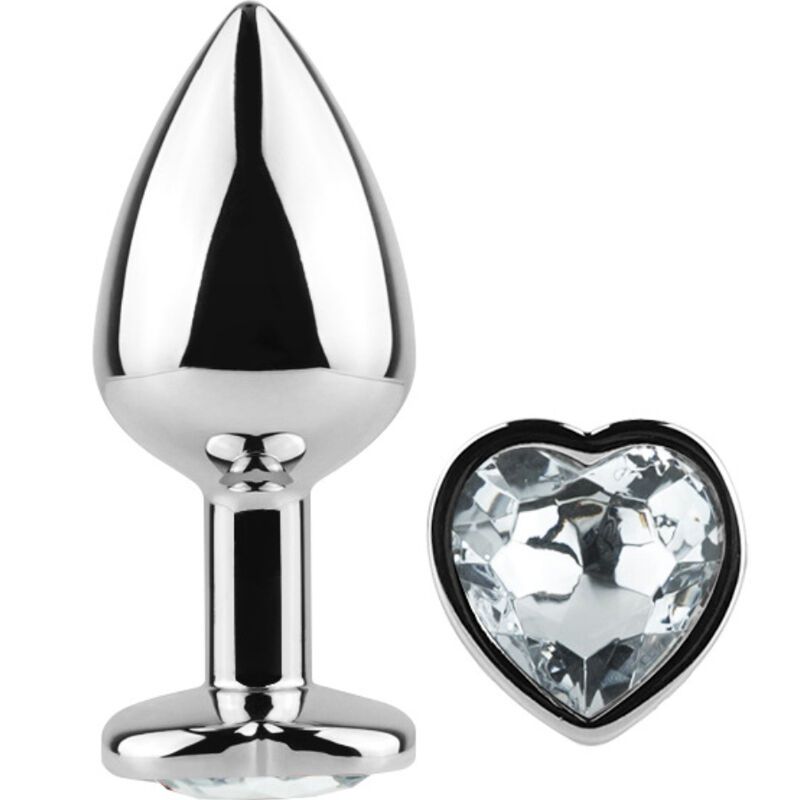 SECRETPLAY - TAPPO IN METALLO CUORE DI CRISTALLO TRASPARENTE TAGLIA PICCOLA 7 CM SECRETPLAY - TAPPO IN METALLO CUORE DI CRISTALLO TRASPARENTE TAGLIA PICCOLA 7 CM