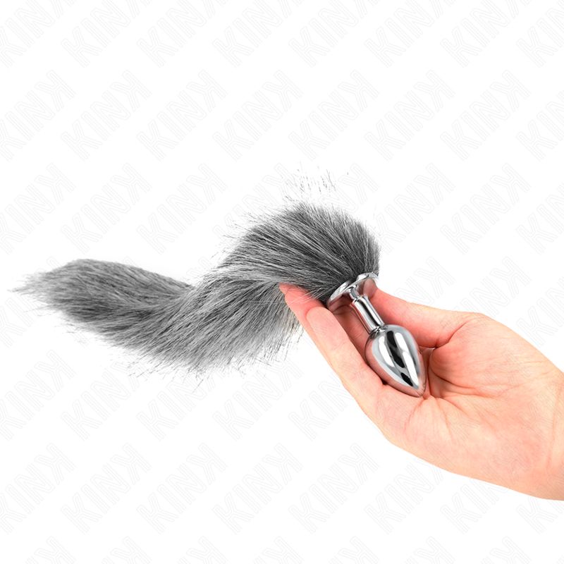KINK - PLUG ANALE TAGLIA S 7 X 3 CM CON CODA SINTETICA 40 CM GRIGIO KINK - PLUG ANALE TAGLIA S 7 X 3 CM CON CODA SINTETICA 40 CM GRIGIO