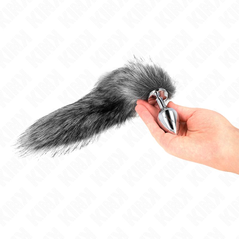KINK - PLUG ANALE MISURA M 8 X 3,5 CM CON CODA SINTETICA 40 CM GRIGIO KINK - PLUG ANALE MISURA M 8 X 3,5 CM CON CODA SINTETICA 40 CM GRIGIO