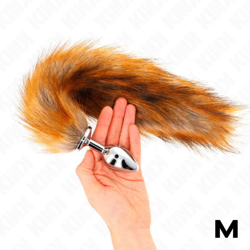 KINK - PLUG ANALE MISURA M 8 X 3,5 CM CON CODA SINTETICA 40 CM MARRONE KINK - ANAL PLUG SIZE M 8 X 3.5 CM WITH SYNTHETIC TAIL 40 CM BROWN