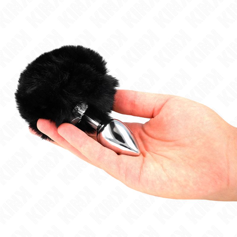 KINK - SPINA IN ACCIAIO INOSSIDABILE 7 x 3 CM CON CODA DI CONIGLIO IN ECOPELLICCIA NERA 8 CM KINK - STAINLESS STEEL PLUG 7 x 3 CM WITH BLACK FAUX FUR RABBIT TAIL 8 CM