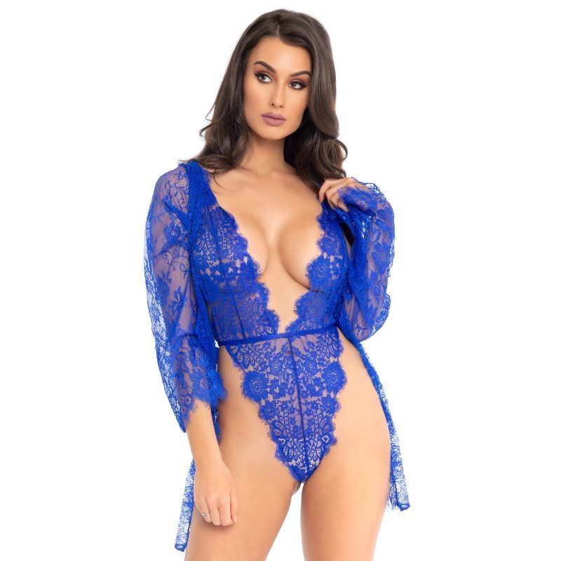 LEG AVENUE - ORSACCHIOTTO E VESTAGLIA BLU S LEG AVENUE - TEDDY AND ROBE BLUE S