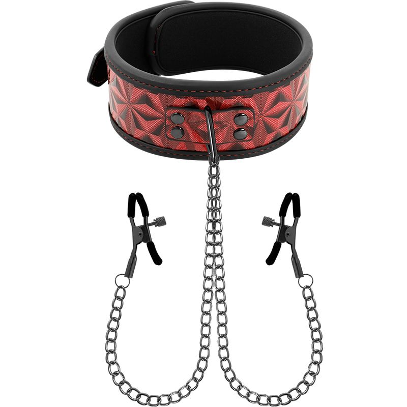 BEGME - COLLETTO RED EDITION CON MORSETTI PER CAPEZZOLI CON FODERA IN NEOPRENE BEGME - RED EDITION COLLAR WITH NIPPLE CLAMPS WITH NEOPRENE LINING