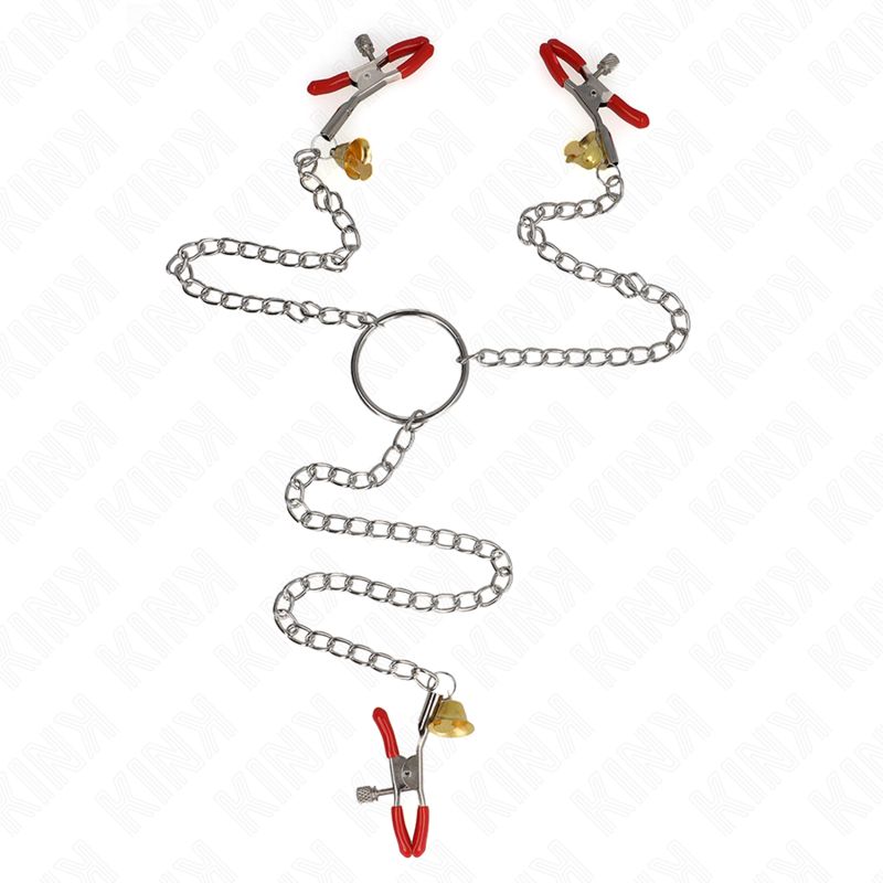 KINK - MORSETTI PER CAPEZZOLI TRIPLI E CLIT ROSSO CON CATENA 30 CM KINK - MORSETTI PER CAPEZZOLI TRIPLI E CLIT ROSSO CON CATENA 30 CM