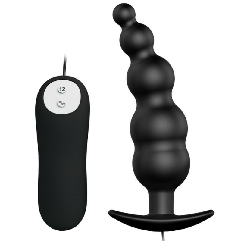 PRETTY LOVE - PLUG ANALE IN SILICONE EXTRA STIMOLAZIONE E 12 MODALIT DI VIBRAZIONE NERO PRETTY LOVE - ANAL PLUG SILICONE EXTRA STIMULATION AND 12 VIBRATION MODES BLACK REMOTE CONTROL