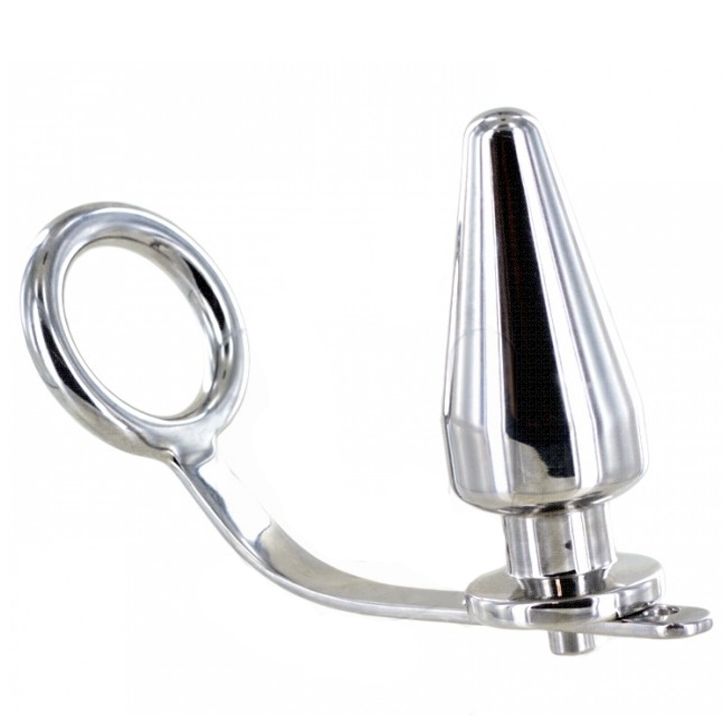 METAL HARD - ANELLO IN ACCIAIO DURO CON TAPPO ANALE 45 X 45 MM METAL HARD - STEEL RING WITH ANAL PLUG 45 X 45MM
