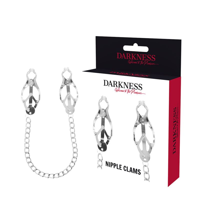 DARKNESS - PINZA PER CAPEZZOLI IN METALLO CON CATENA DARKNESS - METAL NIPPLE CLAMP WITH CHAIN