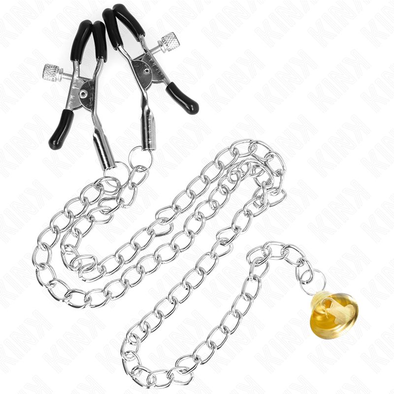 KINK - PINZE PER CAPEZZOLI A CATENA CON PENDENTE IN CORNO 30 CM KINK - PINZE PER CAPEZZOLI A CATENA CON PENDENTE IN CORNO 30 CM