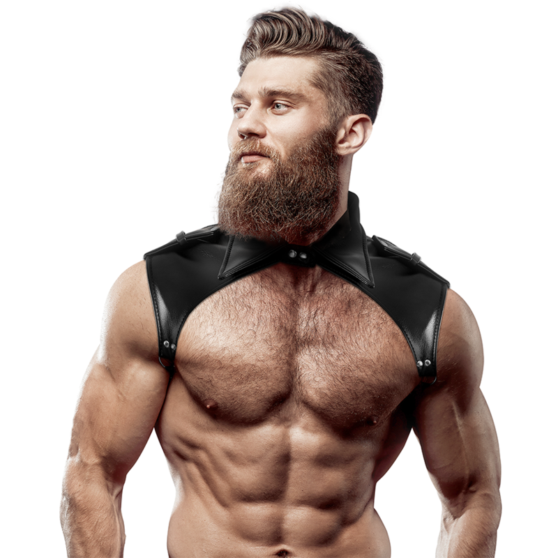 FETISH SUBMISSIVE ATTITUDE - IMBRACATURA PER IL COLLO IN ECOPELLE REGOLABILE DA UOMO BRIGADE FETISH SUBMISSIVE ATTITUDE - IMBRACATURA PER IL COLLO IN ECOPELLE REGOLABILE DA UOMO BRIGADE