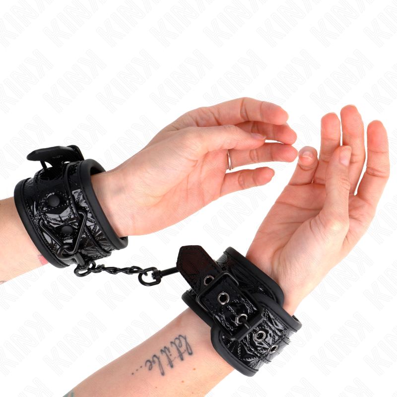 KINK - RESISTENZA DA POLSO CON MOTIVO A DIAMANTI NERO REGOLABILE 17-26 CM X 5,5 CM KINK - DIAMOND PATTERN WRIST RESTRAINTS BLACK ADJUSTABLE 17-26 CM X 5.5 CM